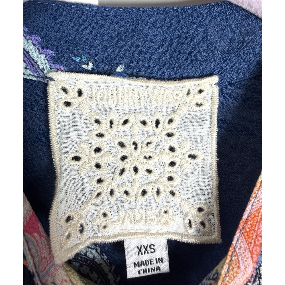 Johnny Was Boho Paisley Silk Blend Oversized Button Down Top Women's Size XXS - Picture 5 of 12